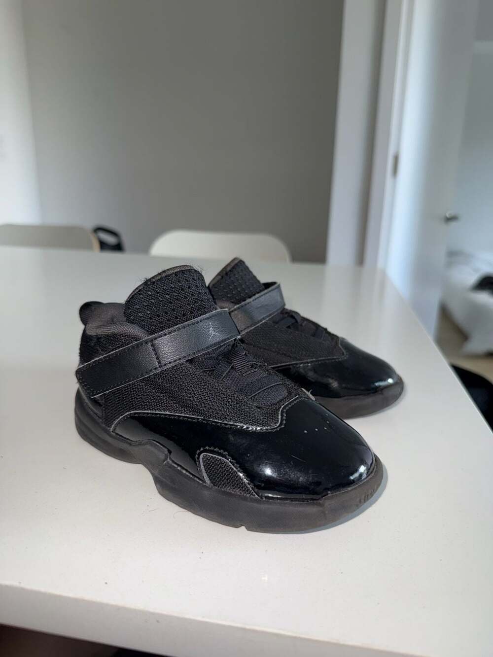 Jordan 6-17-23 Triple Black Patent Leather Kids Sneakers Size 10C